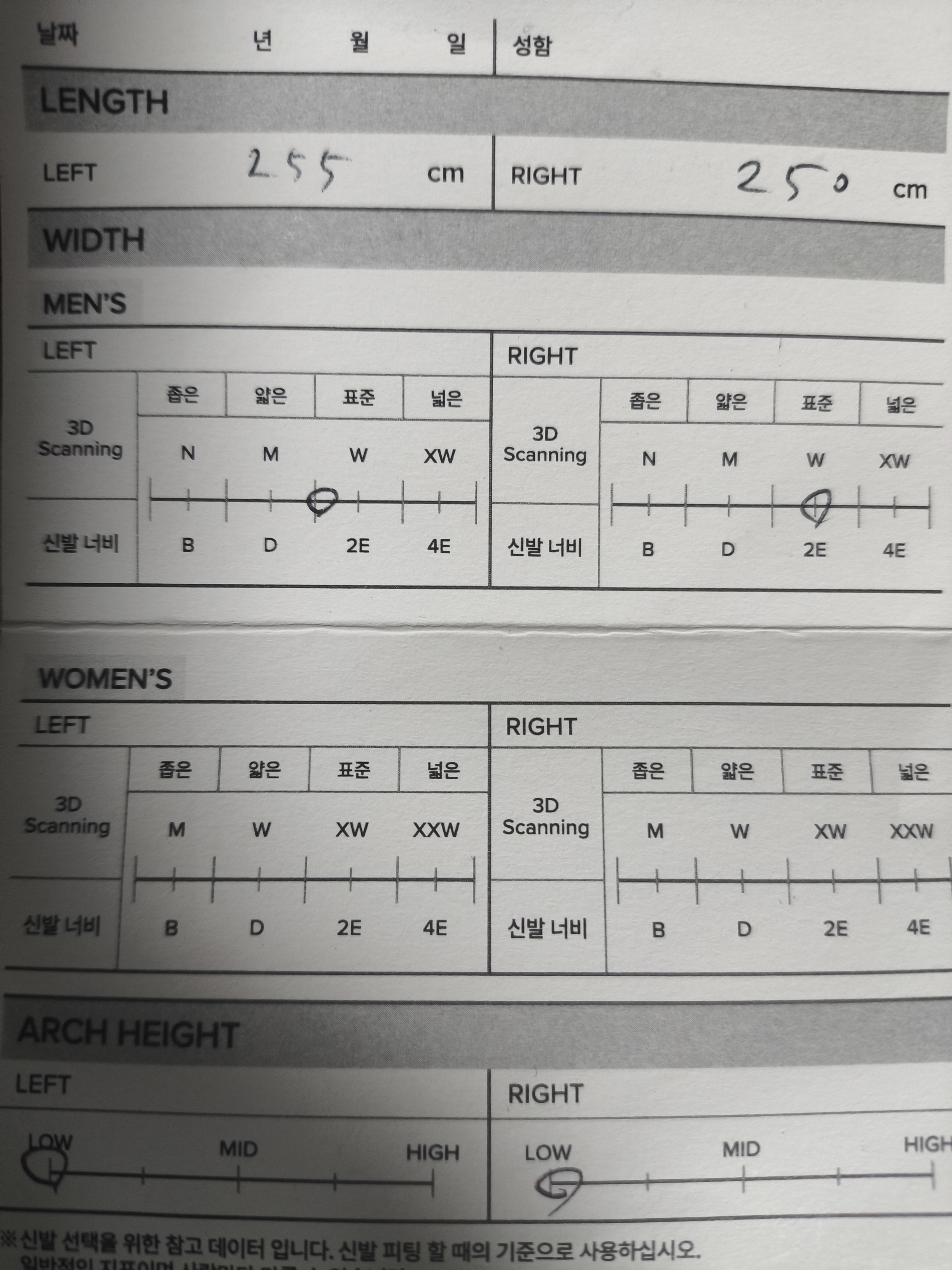 뉴발란스 측정 결과